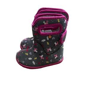 Bogs Baby Pegasus Unicorn Grey Pink Rain Boots Infant Size 5